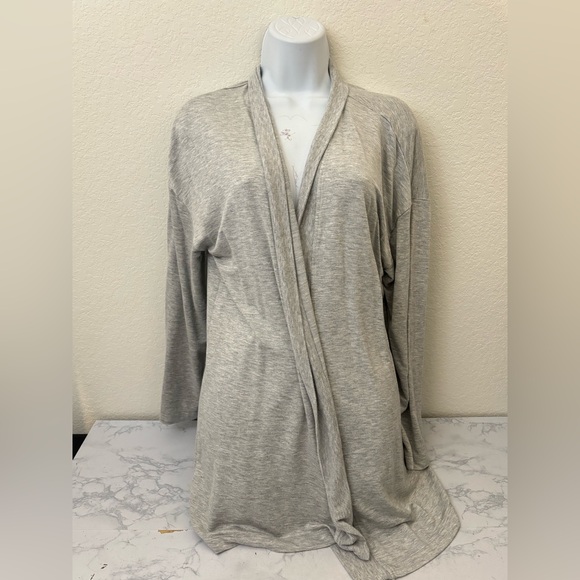 Soma Weekend Cozy Knit Wrap Cardigan Sweater Sz L Gray Open Long Sleeve - Picture 1 of 6